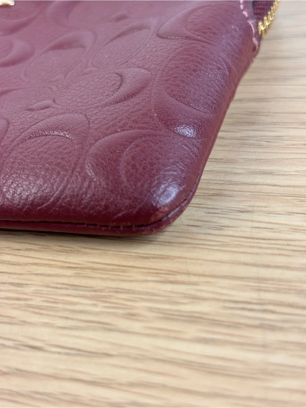 Coach Signature Embossed Leather Wristlet - Wine LIKE NEW!